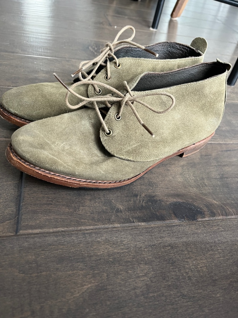 Vintage Shoe Company suede chukka ankle boots in Elida Green